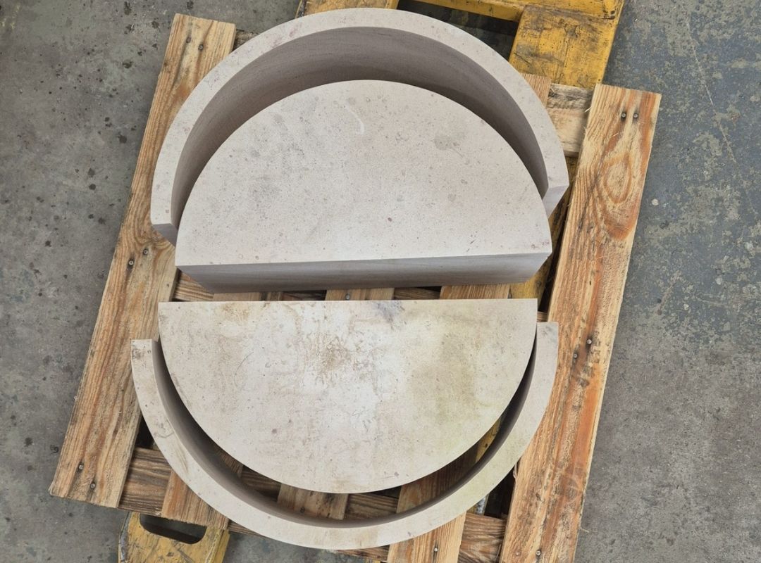 Above view of stone cut by waterjet