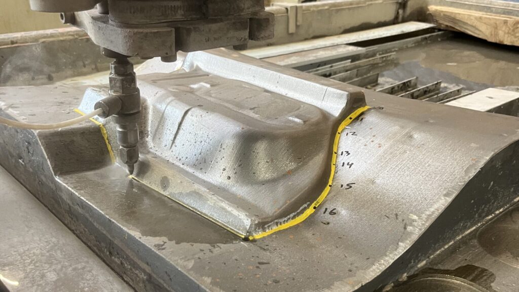 precision waterjet cutting in action