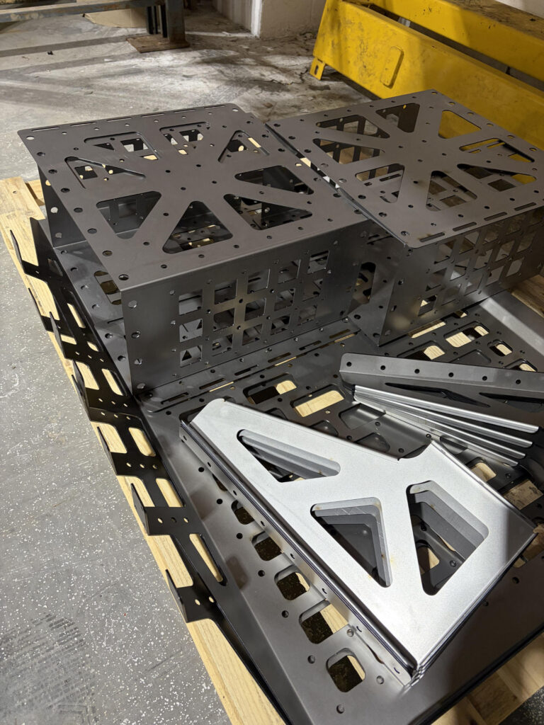 Bespoke laser cut and folded metal components in the workshop